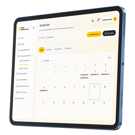 Gestión de vacaciones y ausencias de personal desde el portal de empleado en OpenReferences.